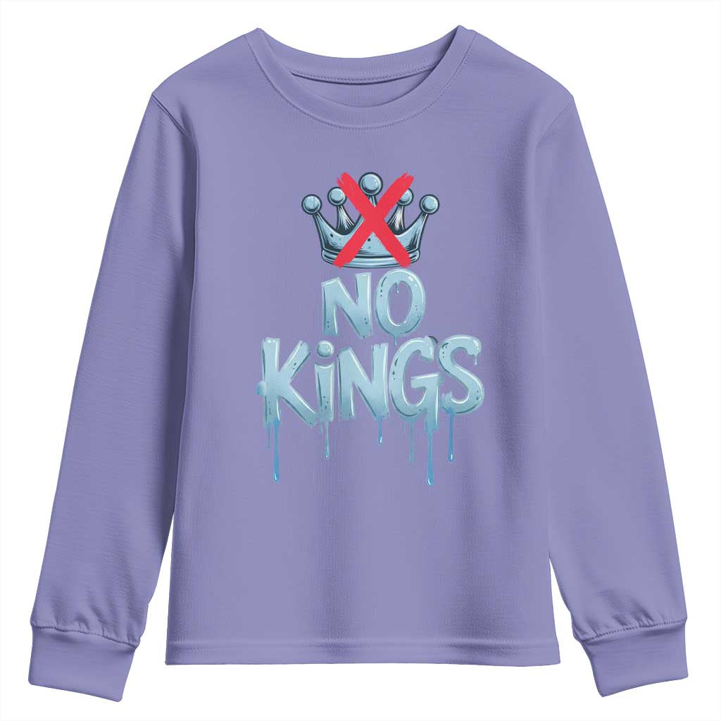 No Kings Abolish ICE Youth Sweatshirt Anti Authoritarian Protest TS12 Violet Print Your Wear