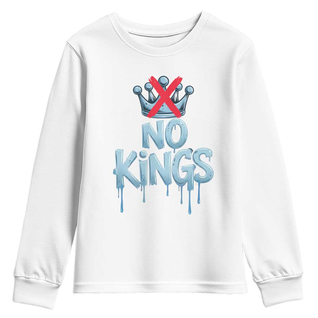 No Kings Abolish ICE Youth Sweatshirt Anti Authoritarian Protest TS12 White Print Your Wear