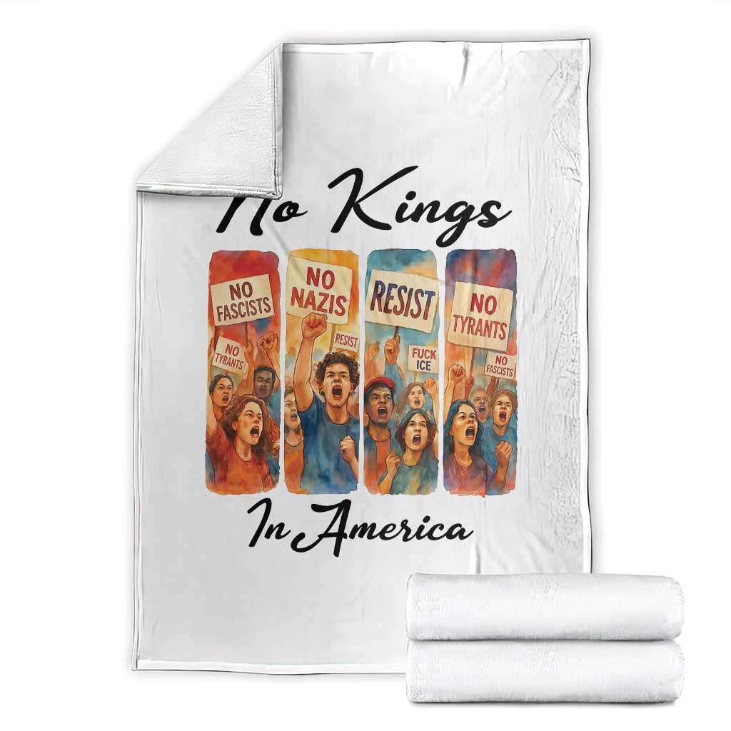 No Kings In America Throw Blanket American Anti Authoritarian Protest TS12 White Print Your Wear