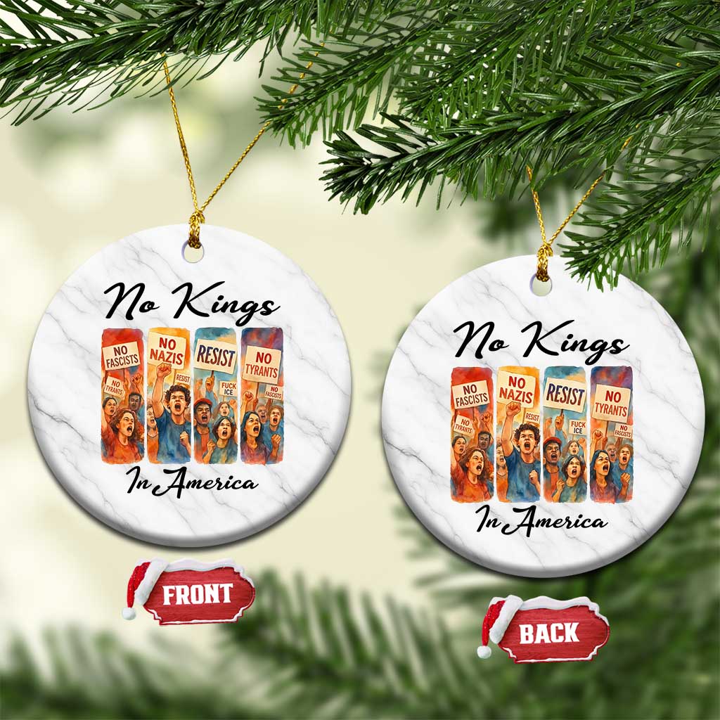 No Kings In America Ceramic Ornament American Anti Authoritarian Protest TS12 1pc White Marble Print Your Wear