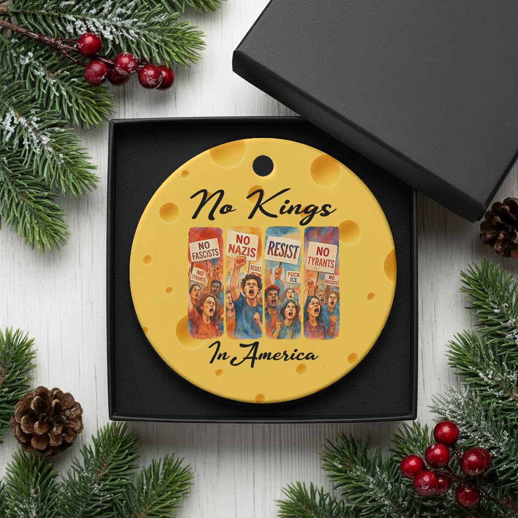 No Kings In America Ceramic Ornament American Anti Authoritarian Protest TS12 1pc Yellow Cheese Print Your Wear