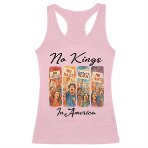 No Kings In America Racerback Tank Top American Anti Authoritarian Protest TS12 Light Pink Print Your Wear