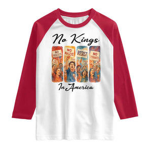 No Kings In America Raglan Shirt American Anti Authoritarian Protest TS12 White Red Print Your Wear