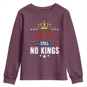 250 Still No Kings Youth Sweatshirt American Patriot Freedom TS12 Maroon Print Your Wear