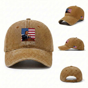 The Only King In America Washed Cotton Baseball Cap Honoring Martin Luther King Jr TS12 Washed Cap Universal Fit Yellow Ochre Print Your Wear