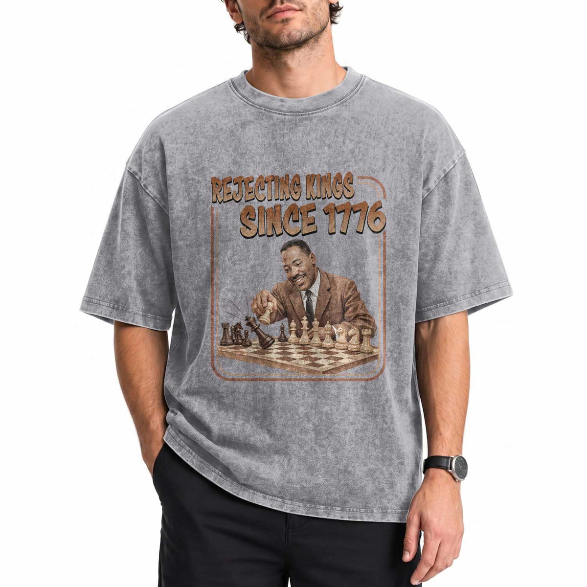 Martin Luther King Washed Cotton T-Shirt Rejecting Kings Since 1776