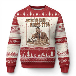 Martin Luther King Ugly Christmas Sweater Rejecting Kings Since 1776 TS12 Beige Red Print Your Wear