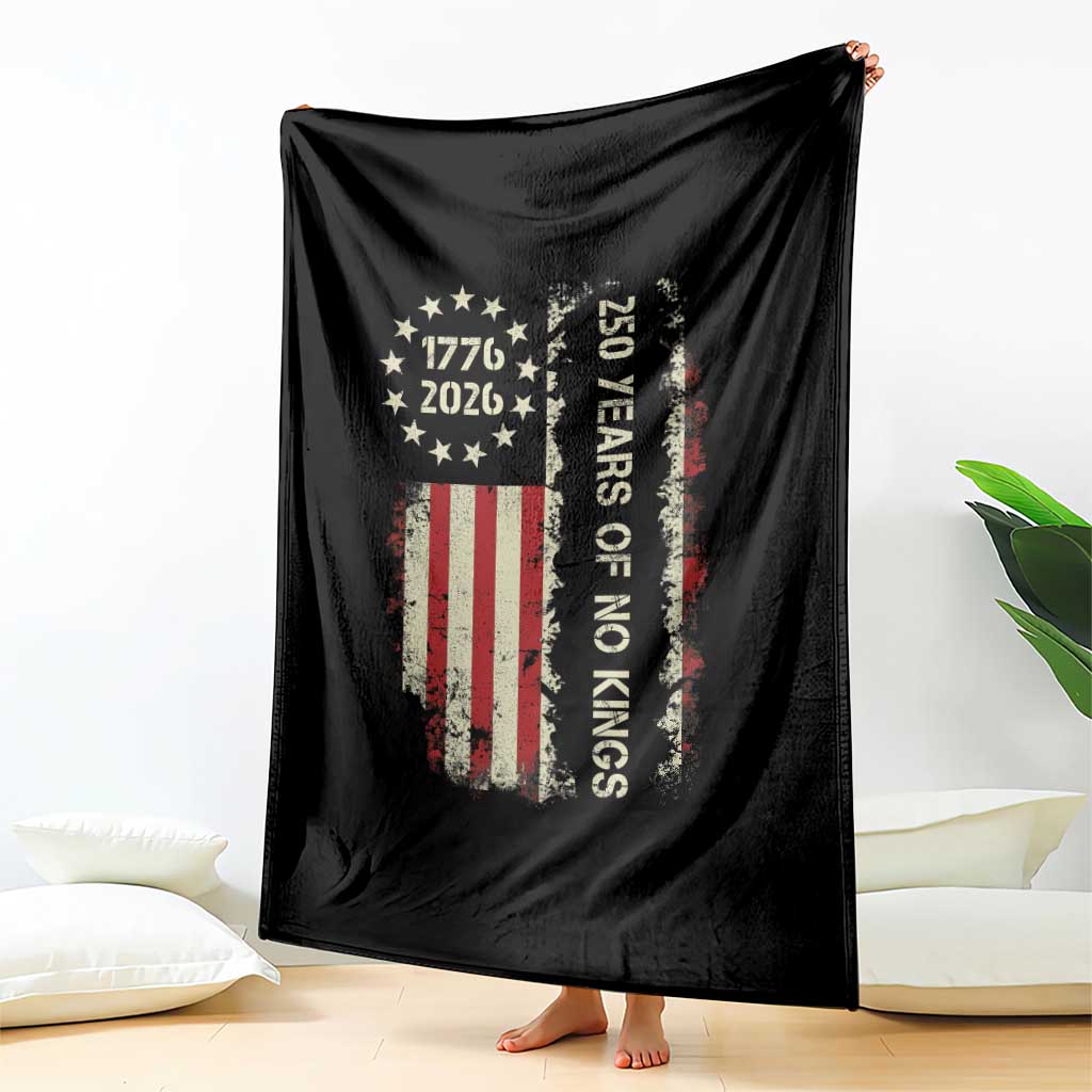 250 Years Of No Kings Throw Blanket Vintage American Flag TS12 Print Your Wear
