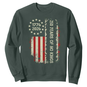 250 Years Of No Kings Sweatshirt Vintage American Flag TS12 Dark Forest Green Print Your Wear