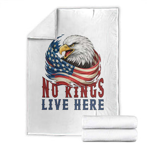 No Kings Live Here Throw Blanket Patriotic American Eagle TS12 White Print Your Wear