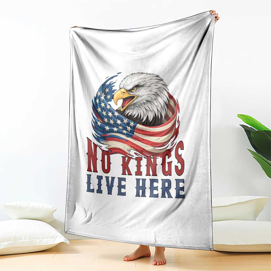 No Kings Live Here Throw Blanket Patriotic American Eagle TS12 Print Your Wear