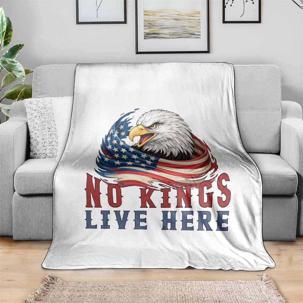 No Kings Live Here Throw Blanket Patriotic American Eagle TS12 Print Your Wear
