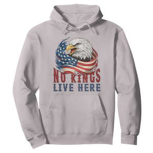 No Kings Live Here Hoodie Patriotic American Eagle TS12 Ice Gray Print Your Wear