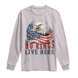 No Kings Live Here Long Sleeve Shirt Patriotic American Eagle TS12 Ice Gray Print Your Wear