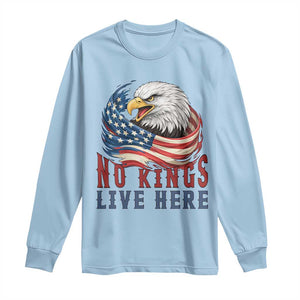 No Kings Live Here Long Sleeve Shirt Patriotic American Eagle TS12 Light Blue Print Your Wear