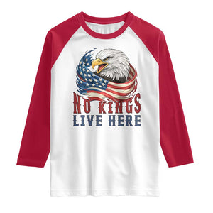 No Kings Live Here Raglan Shirt Patriotic American Eagle TS12 White Red Print Your Wear
