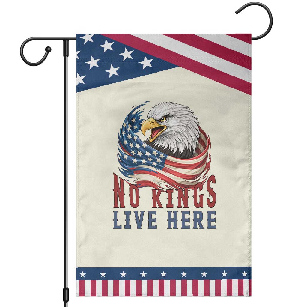 No Kings Live Here Garden Flag Patriotic American Eagle TS12 Modern Beige Blue Print Your Wear