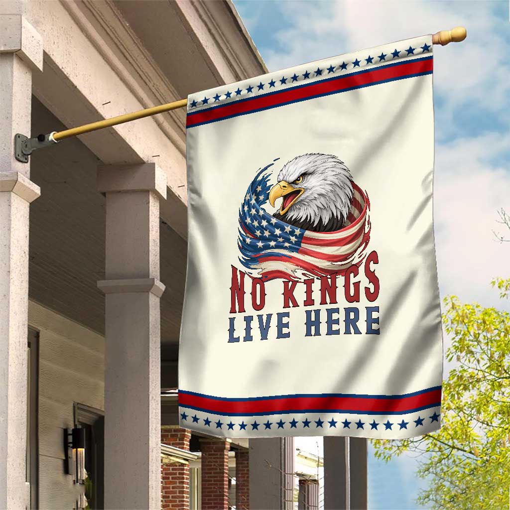 No Kings Live Here Garden Flag Patriotic American Eagle TS12 Modern Beige Red Print Your Wear