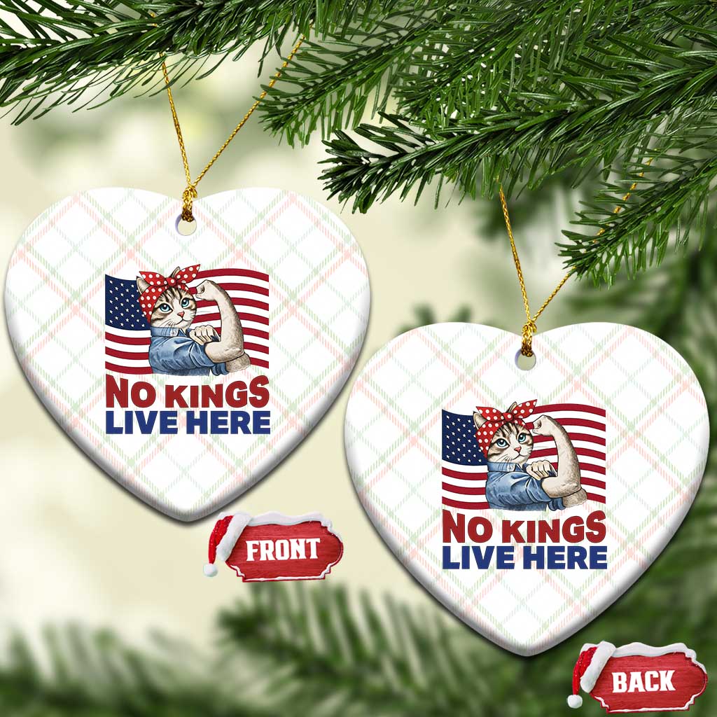 No Kings Live Here Ceramic Ornament Funny Rosie The Riveter Cat Feminist Gift TS12 Print Your Wear