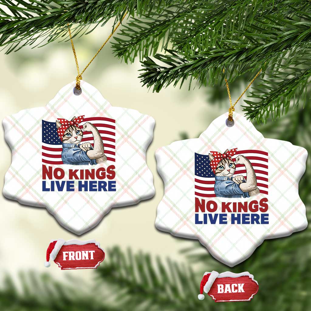 No Kings Live Here Ceramic Ornament Funny Rosie The Riveter Cat Feminist Gift TS12 Print Your Wear