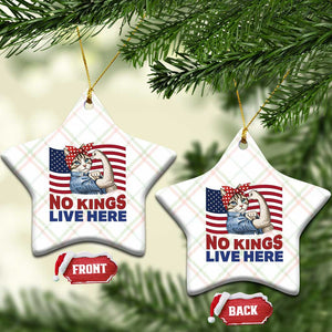 No Kings Live Here Ceramic Ornament Funny Rosie The Riveter Cat Feminist Gift TS12 Print Your Wear