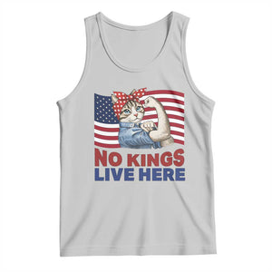No Kings Live Here Tank Top Funny Rosie The Riveter Cat Feminist Gift TS12 Ash Print Your Wear
