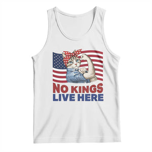 No Kings Live Here Tank Top Funny Rosie The Riveter Cat Feminist Gift TS12 White Print Your Wear