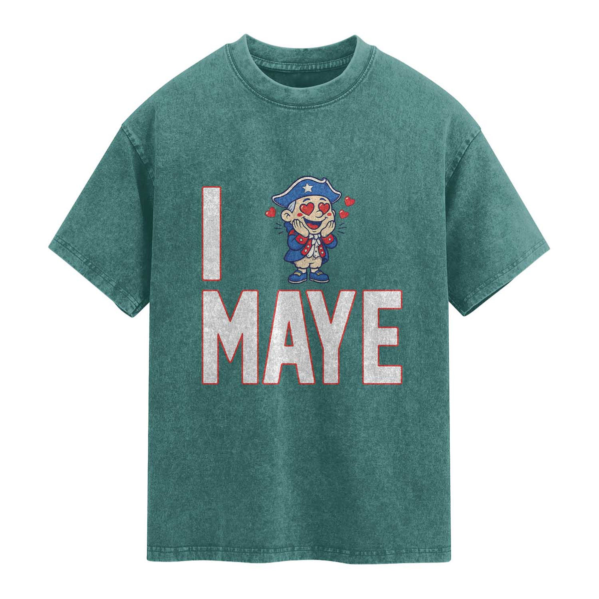I Love Maye Washed Cotton T-Shirt Funny QB Sport Fan