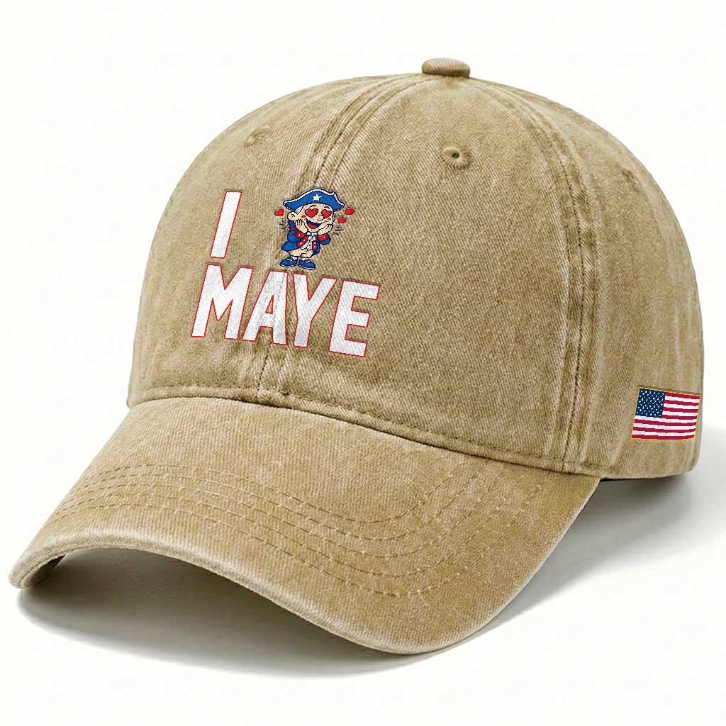 I Love Maye Washed Cotton Baseball Cap Funny QB Sport Fan TS12 Print Your Wear
