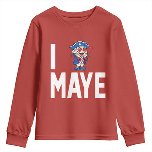 I Love Maye Youth Sweatshirt Funny QB Sport Fan TS12 Red Print Your Wear