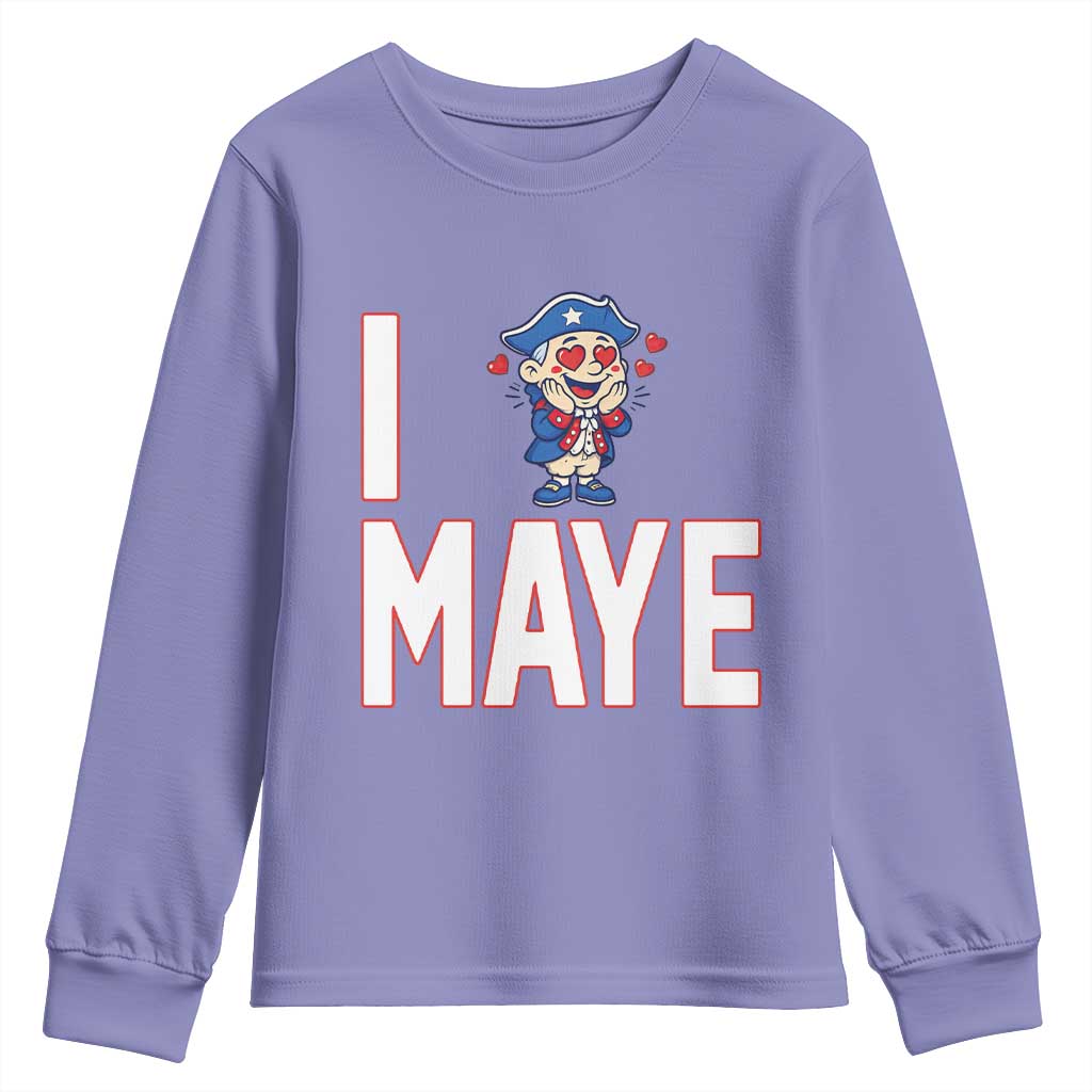 I Love Maye Youth Sweatshirt Funny QB Sport Fan TS12 Violet Print Your Wear