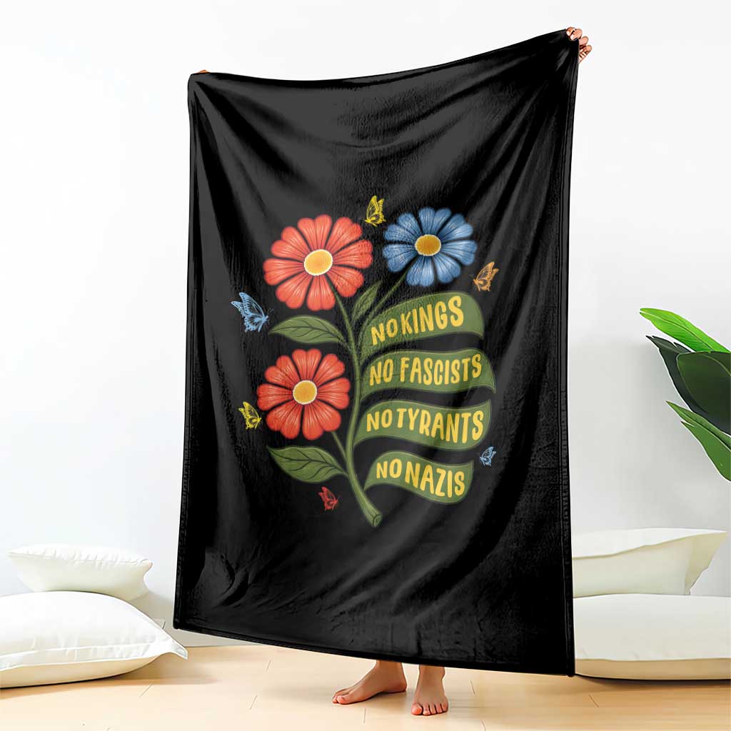 Wildflower Protest Freedom Gift Throw Blanket No Kings No Fascists No Tyrants TS12 Print Your Wear