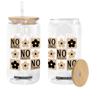 No Kings Wildflower Retro Boho Floral Glass Can TS12 Print Your Wear
