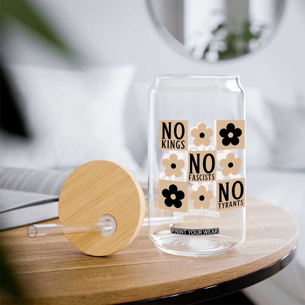 No Kings Wildflower Retro Boho Floral Glass Can TS12 Print Your Wear