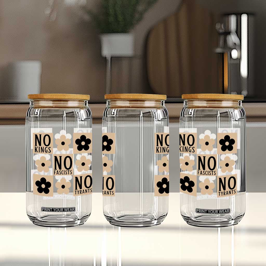 No Kings Wildflower Retro Boho Floral Glass Can TS12 Print Your Wear