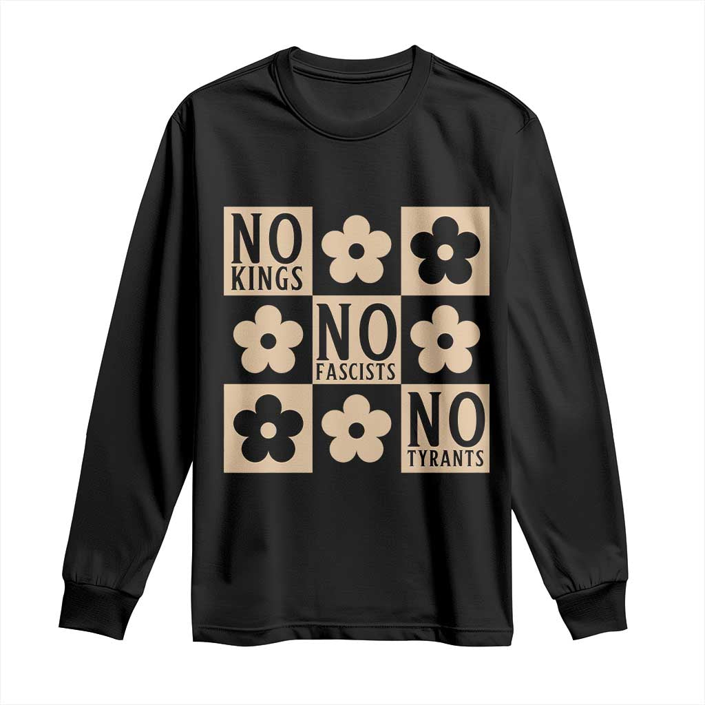 No Kings Wildflower Retro Boho Floral Long Sleeve Shirt TS12 Black Print Your Wear