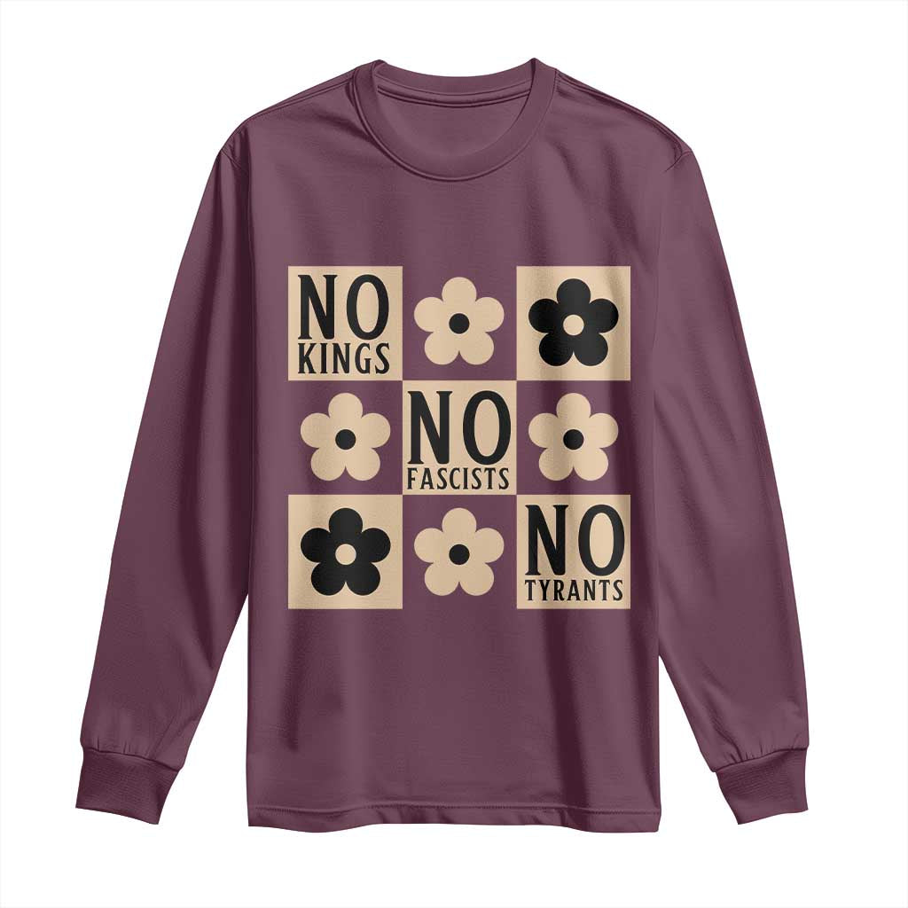 No Kings Wildflower Retro Boho Floral Long Sleeve Shirt TS12 Maroon Print Your Wear