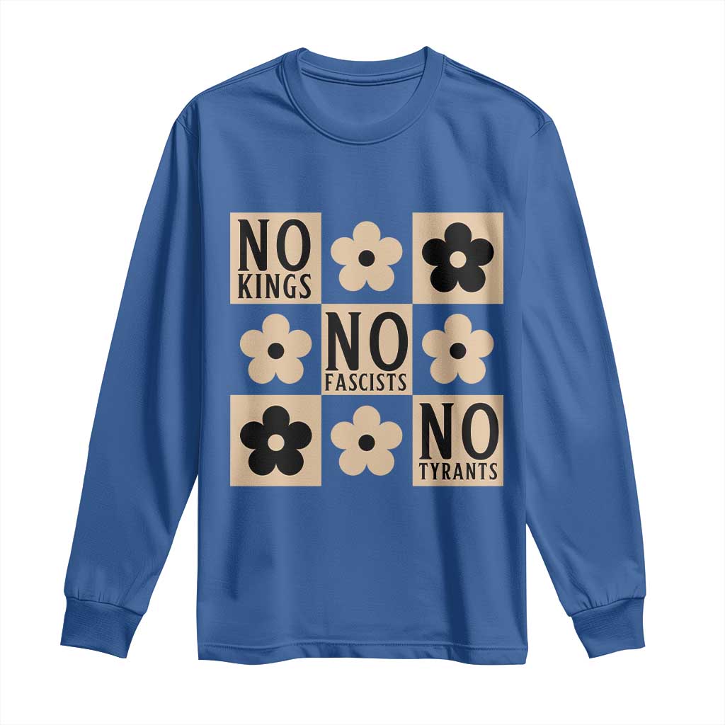 No Kings Wildflower Retro Boho Floral Long Sleeve Shirt TS12 Royal Blue Print Your Wear