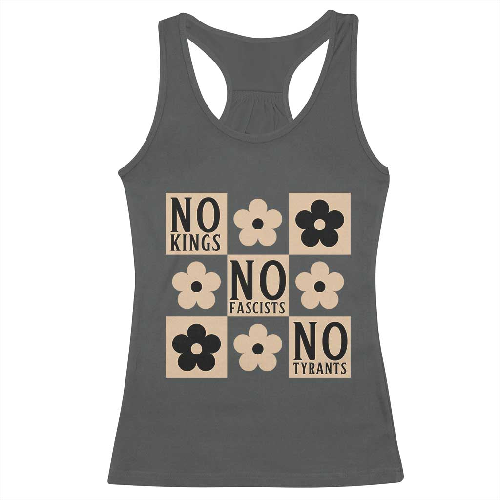No Kings Wildflower Retro Boho Floral Racerback Tank Top TS12 Dark Heather Print Your Wear