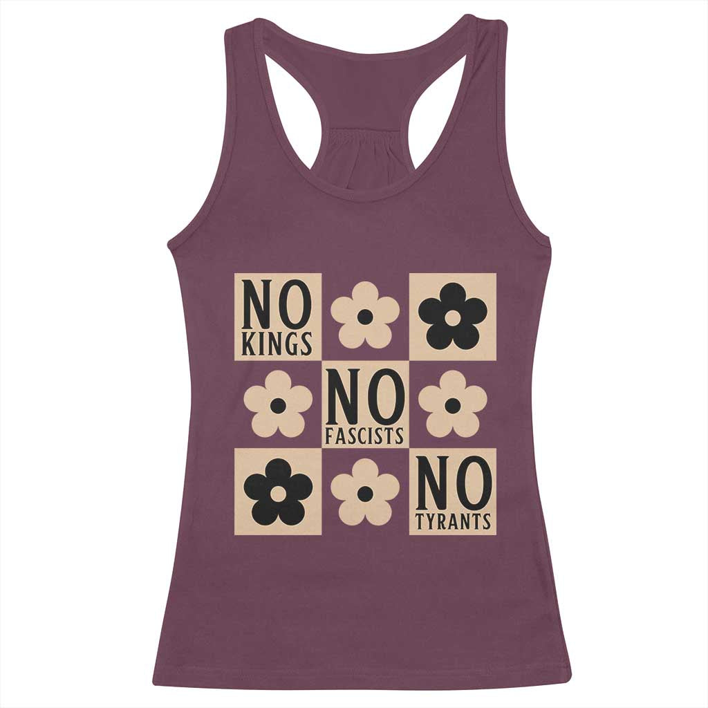 No Kings Wildflower Retro Boho Floral Racerback Tank Top TS12 Maroon Print Your Wear