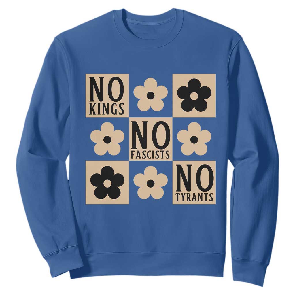 No Kings Wildflower Retro Boho Floral Sweatshirt TS12 Royal Blue Print Your Wear