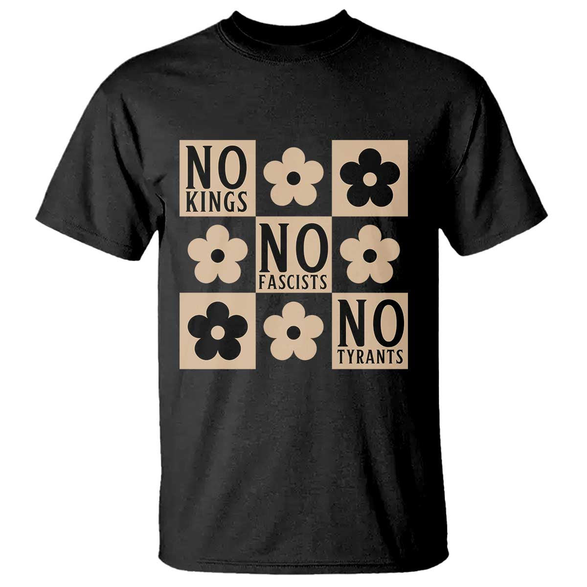 No Kings Wildflower Retro Boho Floral T Shirt TS12 Black Print Your Wear