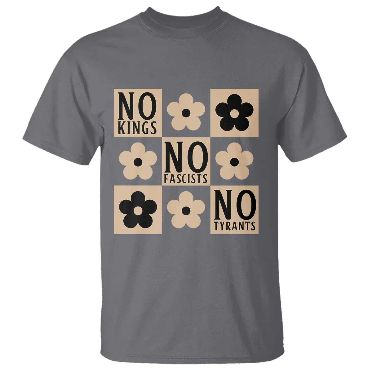 No Kings Wildflower Retro Boho Floral T Shirt TS12 Charcoal Print Your Wear