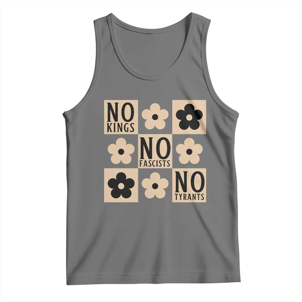 No Kings Wildflower Retro Boho Floral Tank Top TS12 Black Heather Print Your Wear