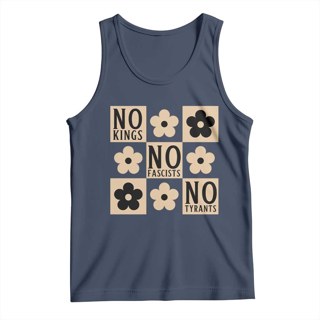 No Kings Wildflower Retro Boho Floral Tank Top TS12 Navy Print Your Wear