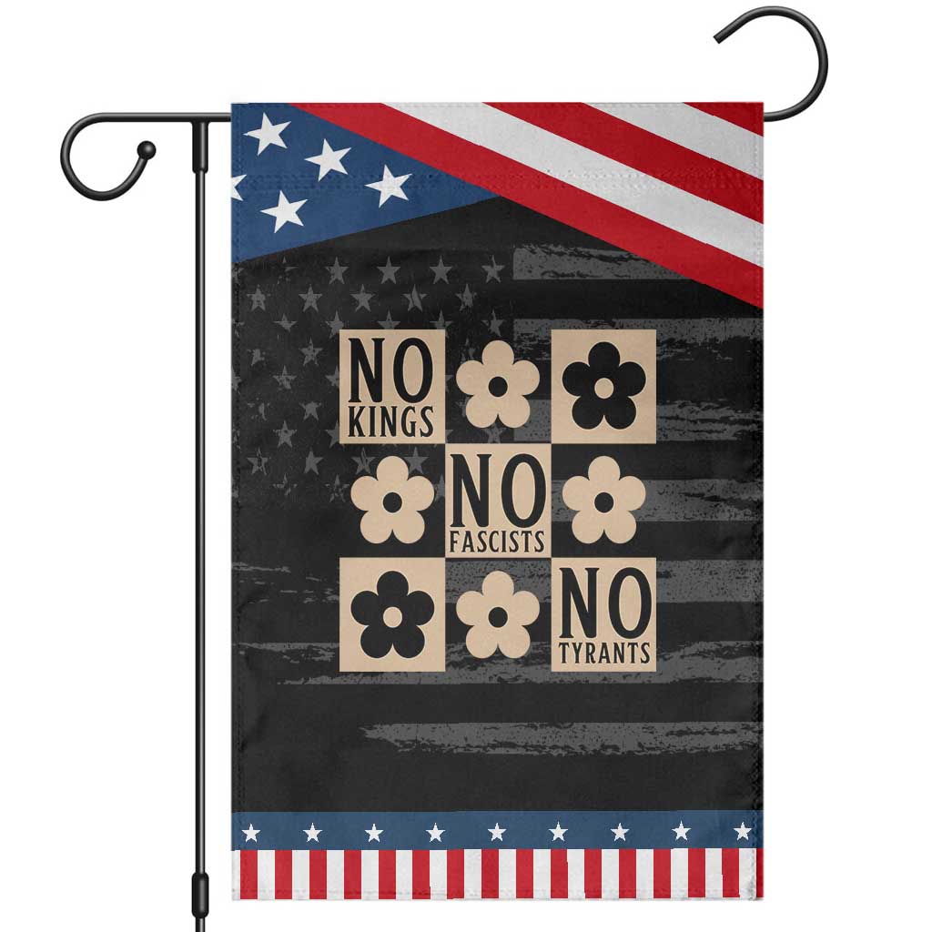 No Kings Wildflower Retro Boho Floral Garden Flag TS12 Distressed Black Blue Print Your Wear