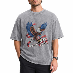 No Kings Washed Cotton T-Shirt USA 250th Anniversary Freedom Eagle