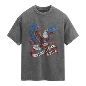 No Kings Washed Cotton T-Shirt USA 250th Anniversary Freedom Eagle