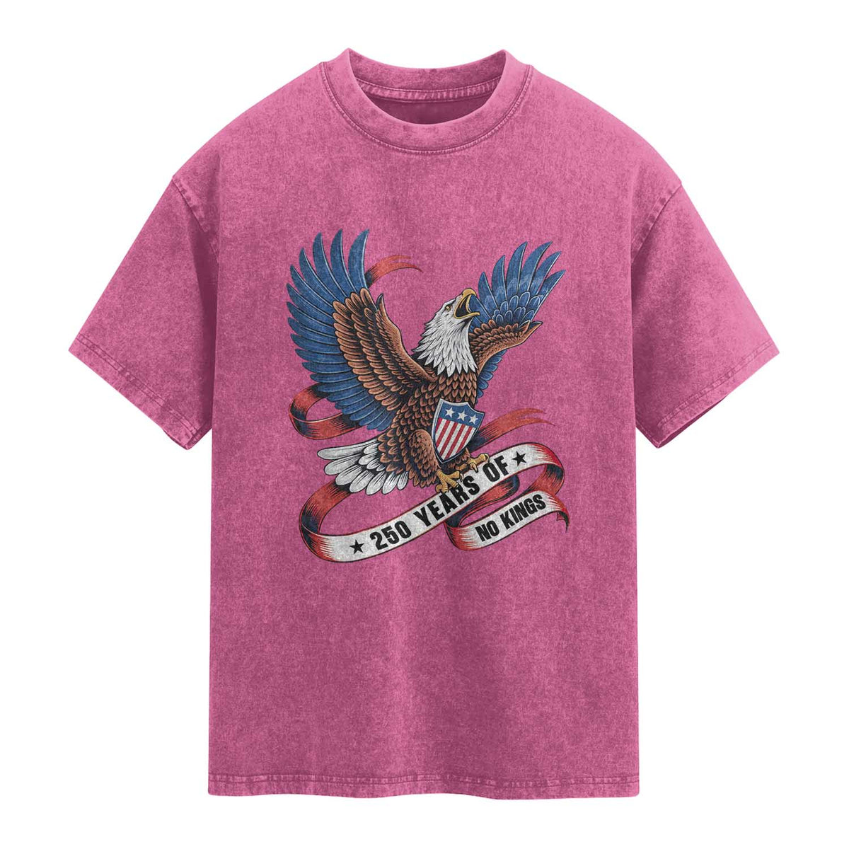 No Kings Washed Cotton T-Shirt USA 250th Anniversary Freedom Eagle