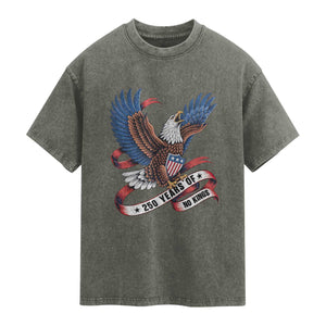 No Kings Washed Cotton T-Shirt USA 250th Anniversary Freedom Eagle